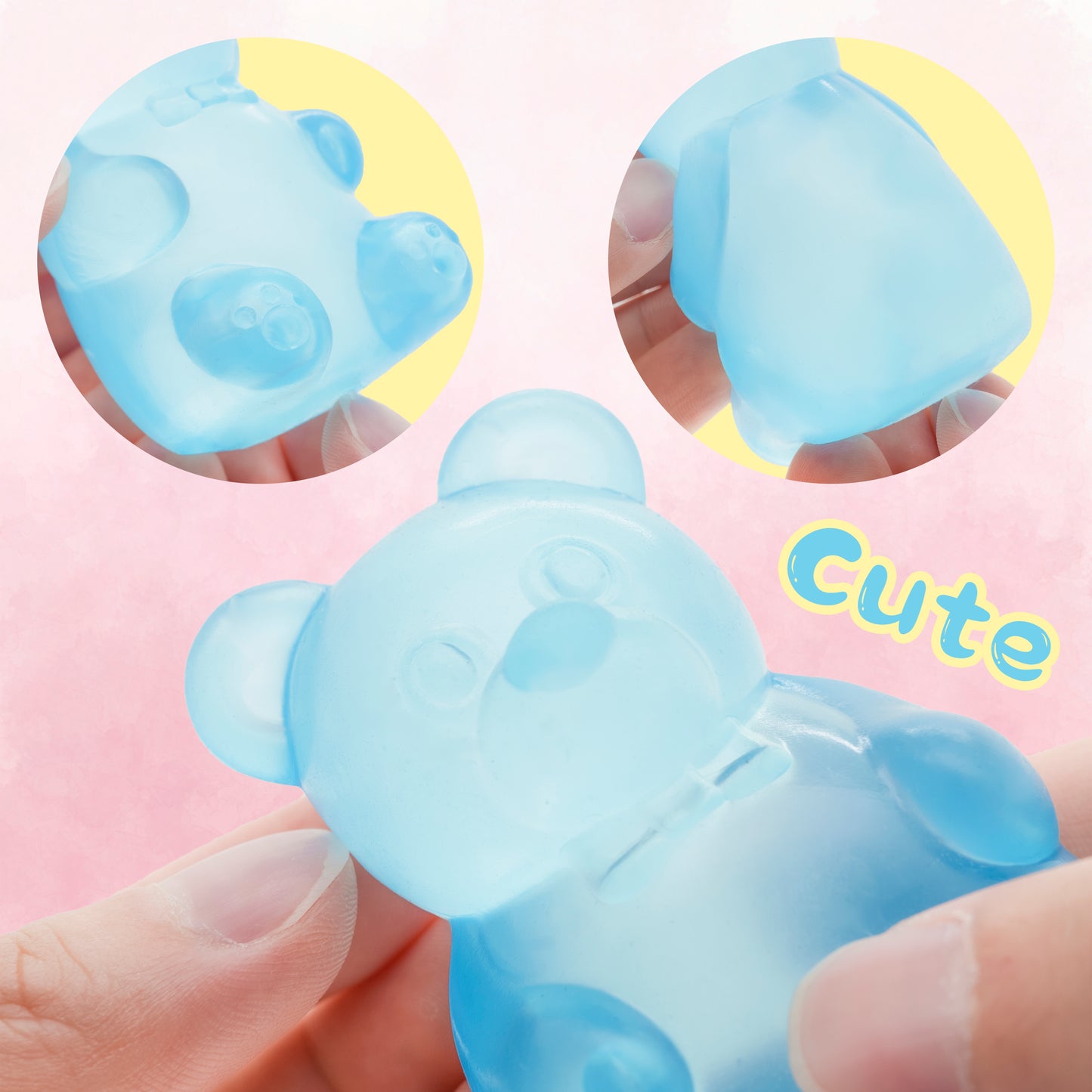 2 Packs Stress Bear Squishy Ball, Gummy Bear Toy, Sugar Filled Squishy Toys for Kids Stress Relief - High Density Squeeze Balls for Students Calming - Ultra-Soft Decompression Venting Toys