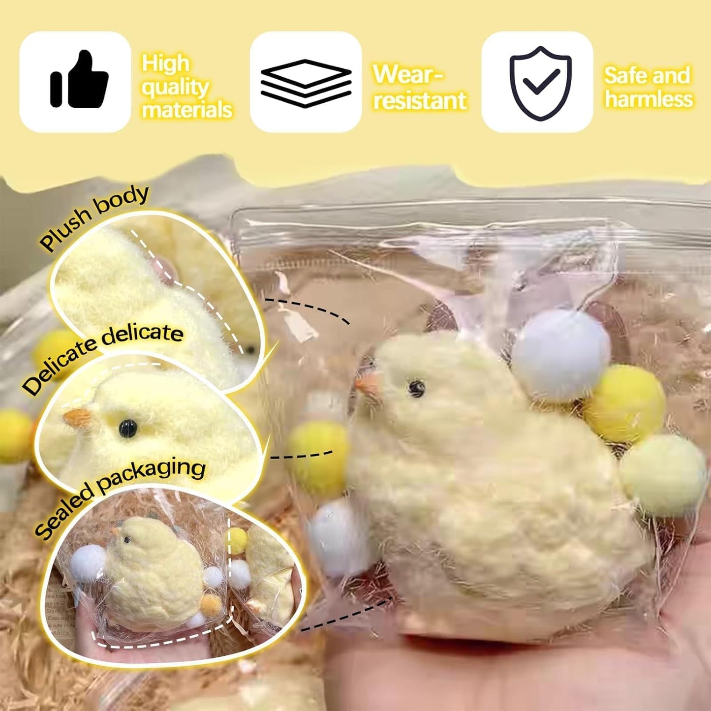 4Pcs Taba Squishy Chicken, Handmade Chick Squishy Toys, Super Soft Toys to Ease Stress