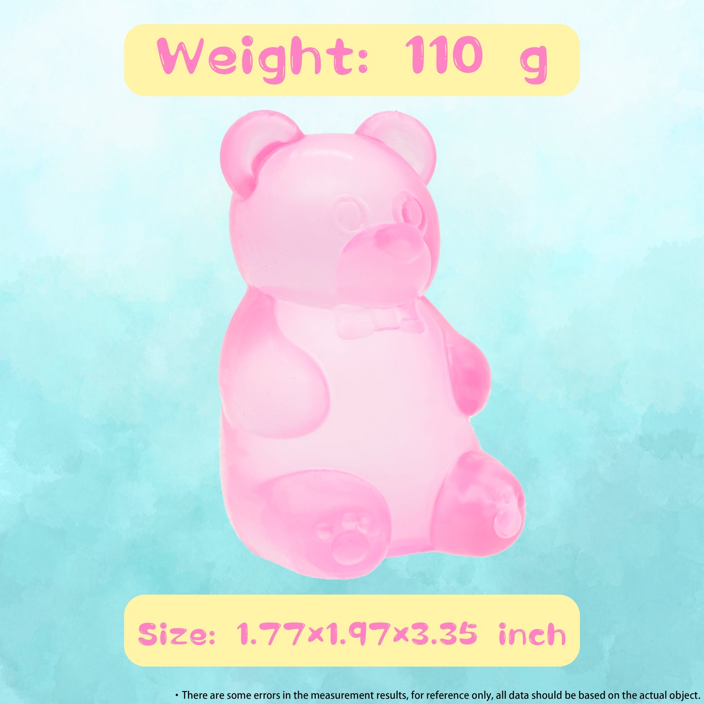 2 Packs Stress Bear Squishy Ball, Gummy Bear Toy, Sugar Filled Squishy Toys for Kids Stress Relief - High Density Squeeze Balls for Students Calming - Ultra-Soft Decompression Venting Toys